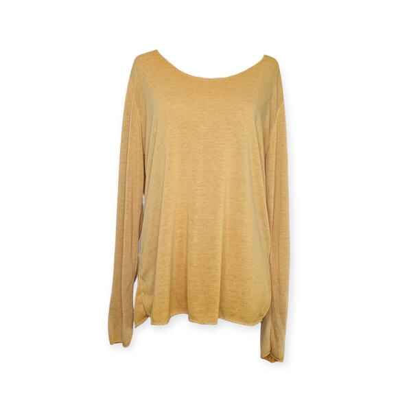 TEMPO PARIS Women’s Lightweight Scoop Neckline Sweater In Mustard XL - Picture 2 of 11